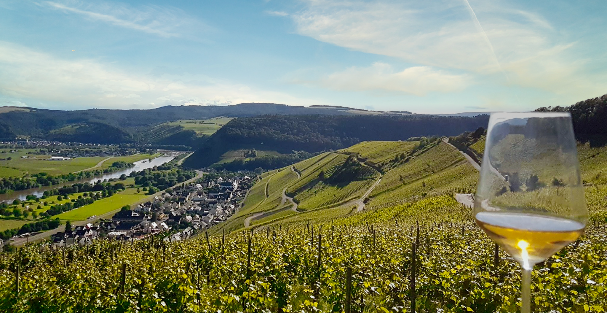 Klüsserath Auf dem Bild sieht man Klüsserath sowie Weinberge von der Wetterstation aus.